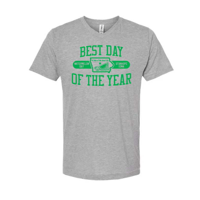 BEST DAY OF THE YEAR - 2025 Stanhope Watermelon Day Shirt - Morning Chores Gray