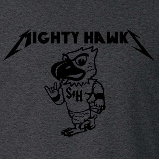 Mascot logo with 'NIGHTY HAWK' text on a dark background